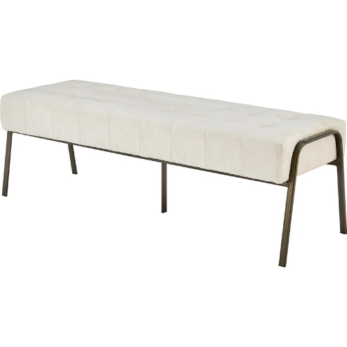 Venturi Bench in Tufted Cream Fabric & Metal